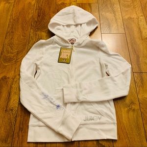 NWT JUICY COUTURE WHITE VELOUR HOODIE SZ S